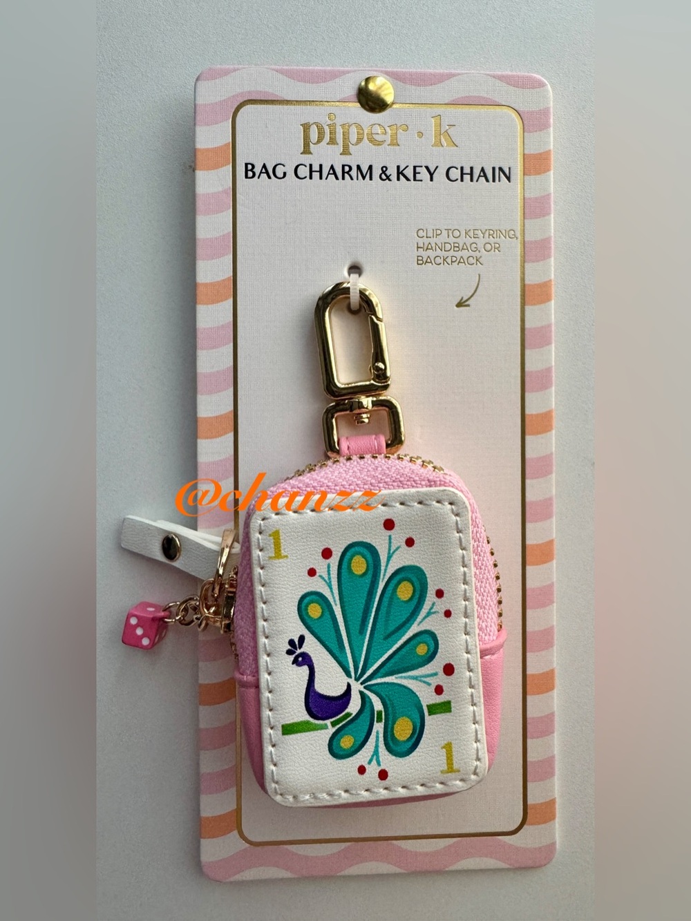 piper·k Pink Peacock Bag Charm & Key Chain